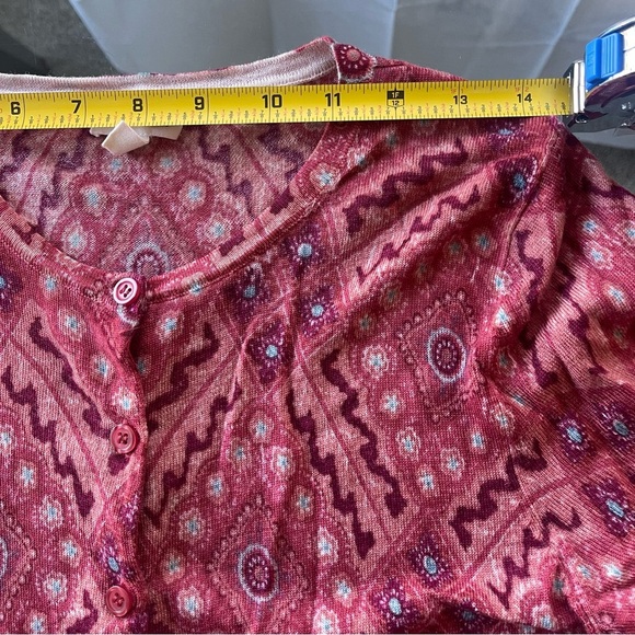 Garnet Hill Womens Cardigan Size S 100% Merino Wool Button Sweater Red Preppy - Picture 4 of 8